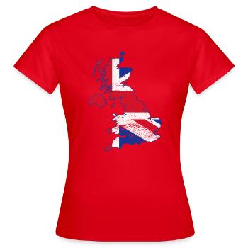Union Jack UK Map Art Overlay - Women's T-Shirt - red - Front - AI Model Female 172 dark (172cm)