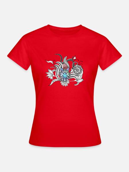 Ehrfürchtiger Wolf, lineart - Frauen T-Shirt - Rot