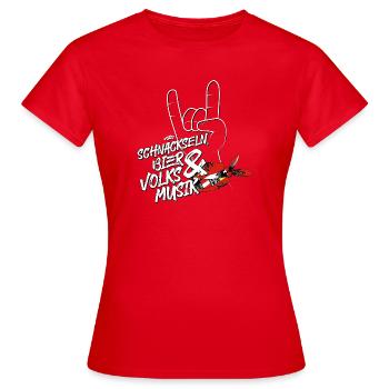 Schnackseln, bière et musique folklorique | ZiachON ! - T-shirt Femme - rouge - Devant - AI Model Female 172 dark (172cm)