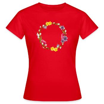 Couronne printanière de chatons et de fleurs de saule - T-shirt Femme - rouge - Devant - AI Model Female 172 dark (172cm)