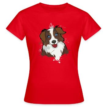 Australian Shepherd - T-shirt Femme - rouge - Devant - AI Model Female 172 dark (172cm)