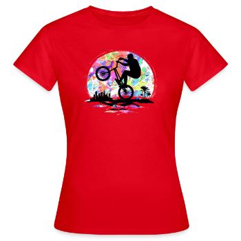BMX Mond - BMX Fahrradfahrer - Bicyclette Bike - Frauen T-Shirt - Rot - Vorne - AI Model Female 172 dark (172cm)