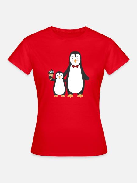 Pinguin Pinguine mit Eis - Frauen T-Shirt - Rot