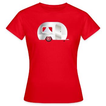 cute caravan for nostalgic feelings - Women's T-Shirt - red - Front - AI Model Female 172 dark (172cm)