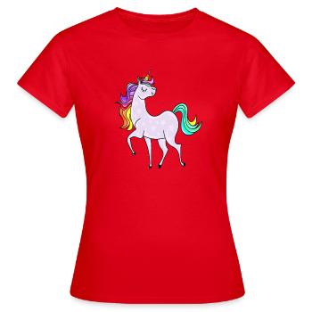 Licorne avec des astérisques et des couleurs arc-en-ciel - T-shirt Femme - rouge - Devant - AI Model Female 172 dark (172cm)