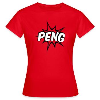 Peng Comic Design - Frauen T-Shirt - Rot - Vorne - AI Model Female 172 dark (172cm)