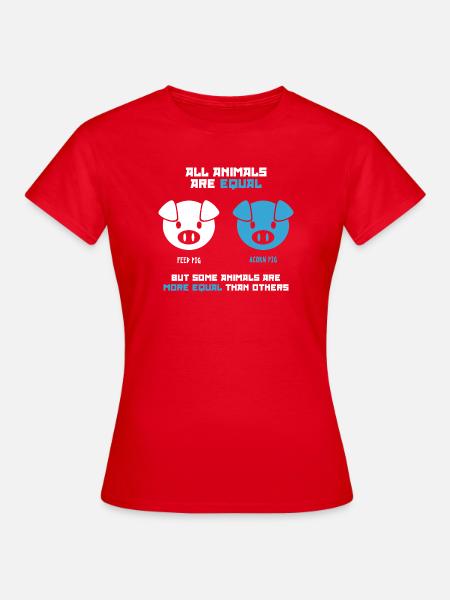 Feed Pig, Acorn Pig (dark) - T-shirt dam - röd