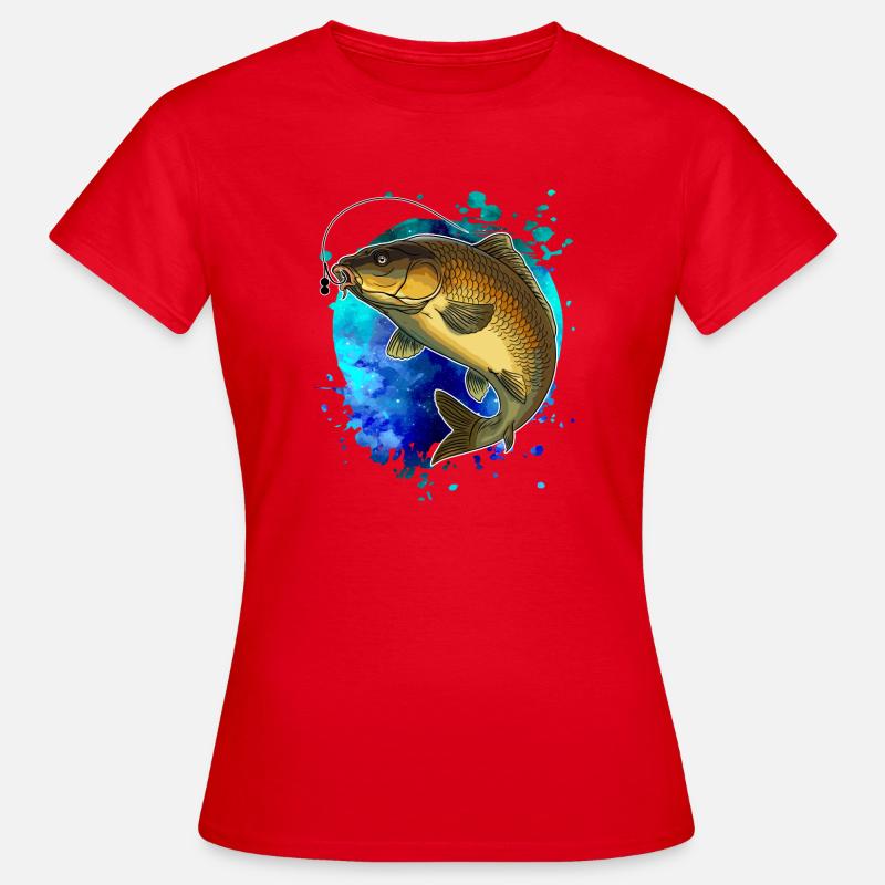 Regalo per la pesca della carpa e l'arte dello spruzzo per il pescatore - Maglietta da donna - rosso