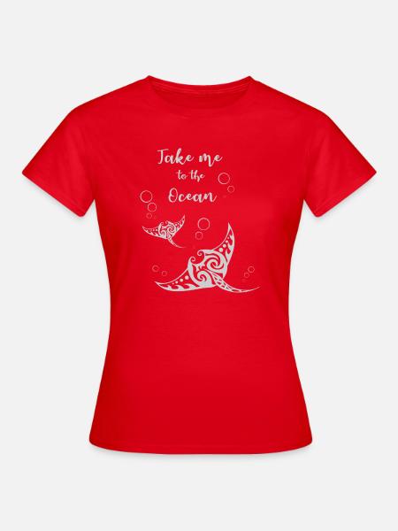 Slogan « Emmenez-moi à l’océan » avec deux mantas - T-shirt Femme - rouge