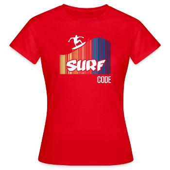 Surf Code (dark) - Women's T-Shirt - red - Front - AI Model Female 172 dark (172cm)