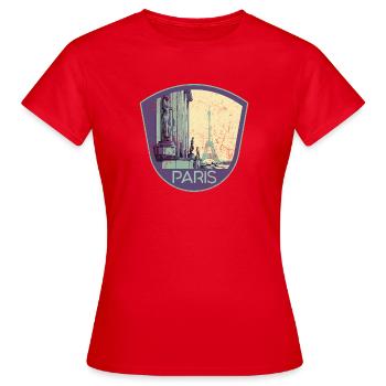 Badge retro, Paris France est ma ville natale - T-shirt Femme - rouge - Devant - AI Model Female 172 dark (172cm)