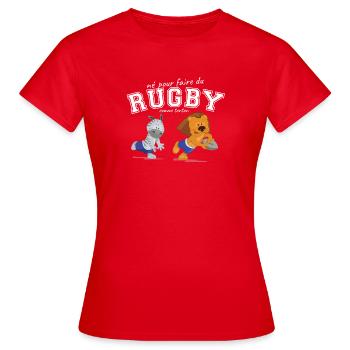 Geboren, um wie Onkel Rugby zu spielen - Frauen T-Shirt - Rot - Vorne - AI Model Female 172 dark (172cm)