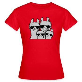 Lama Familie Eltern Kind - Frauen T-Shirt - Rot - Vorne - AI Model Female 172 dark (172cm)