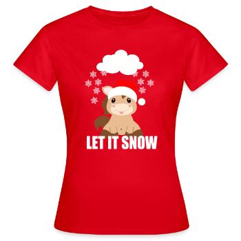 Lass es schneien - Frauen T-Shirt - Rot - Vorne - AI Model Female 172 dark (172cm)