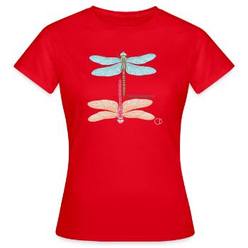 Libellen und Transformation by CD - Frauen T-Shirt - Rot - Vorne - AI Model Female 172 dark (172cm)