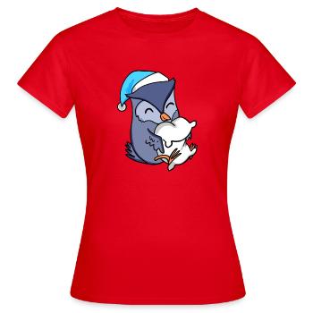 Hibou avec oreiller et bonnet de couchage - T-shirt Femme - rouge - Devant - AI Model Female 172 dark (172cm)