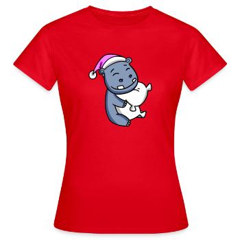 Hippo with pillow and sleeping cap - Women's T-Shirt - red - Front - AI Model Female 172 dark (172cm)