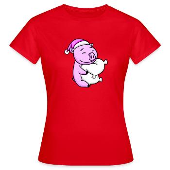 Cochon avec oreiller et bonnet de couchage - T-shirt Femme - rouge - Devant - AI Model Female 172 dark (172cm)