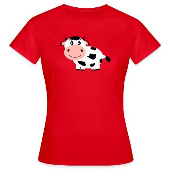 Bande dessinée vache en noir et blanc - T-shirt Femme - rouge - Devant - AI Model Female 172 dark (172cm)