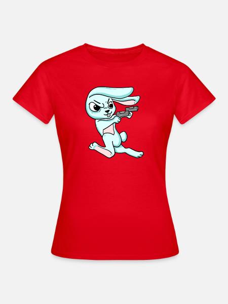 Hase mit Pistole - Frauen T-Shirt - Rot