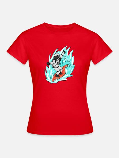 Astronaut surfing - Frauen T-Shirt - Rot