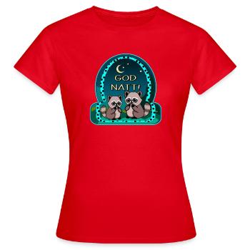 BONNE NUIT - Couple de ratons laveurs - T-shirt Femme - rouge - Devant - AI Model Female 172 dark (172cm)