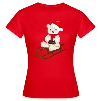 enchanting polar bear while sledging - Women's T-Shirt - red - Front - AI Model Female 172 dark (172cm)