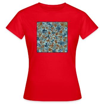 Abstraktes Camouflage Muster - Frauen T-Shirt - Rot - Vorne - AI Model Female 172 dark (172cm)