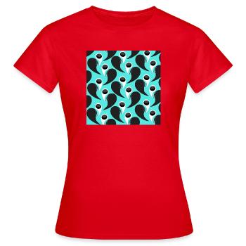 orientalische grafik, Paysleymuster blautöne - Frauen T-Shirt - Rot - Vorne - AI Model Female 172 dark (172cm)