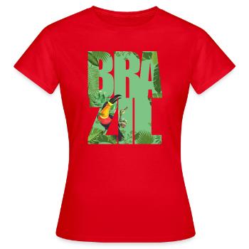 Brazil - Women's T-Shirt - red - Front - AI Model Female 172 dark (172cm)