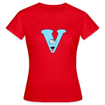 V - Frauen T-Shirt - Rot - Vorne - AI Model Female 172 dark (172cm)