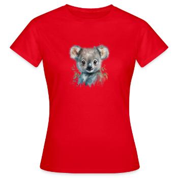 Koala Aquarell Laub - Frauen T-Shirt - Rot - Vorne - AI Model Female 172 dark (172cm)