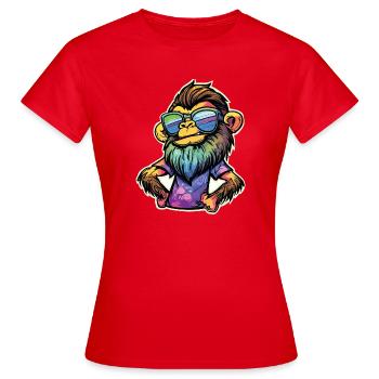 Funky Affe - Frauen T-Shirt - Rot - Vorne - AI Model Female 172 dark (172cm)