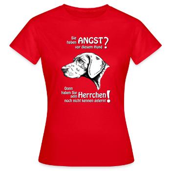 Angst vor DK? Herrchen - Frauen T-Shirt - Rot - Vorne - AI Model Female 172 dark (172cm)