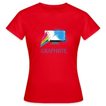 Grafiker - Frauen T-Shirt - Rot - Vorne - AI Model Female 172 dark (172cm)