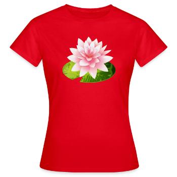 nénuphar brillant avec pétale de nénuphar vert - T-shirt Femme - rouge - Devant - AI Model Female 172 dark (172cm)
