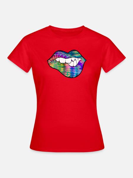 groovy Tie Dye Beißlippe - Frauen T-Shirt - Rot