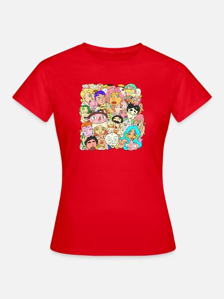 Viele Gesichter - Frauen T-Shirt - Rot