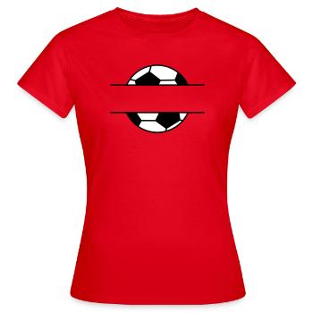 Fußball Namensschild mit Wunschname - Frauen T-Shirt - Rot - Vorne - AI Model Female 172 dark (172cm)