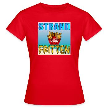 Strand Fritten - Kawaii Fast Food - SOMMER ESSEN - Frauen T-Shirt - Rot - Vorne - AI Model Female 172 dark (172cm)
