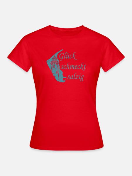 Glück schmeckt salzig – Amrum Nordsee Insel Design - Frauen T-Shirt - Rot