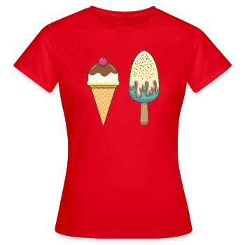 Eis - Frauen T-Shirt - Rot - Vorne - AI Model Female 172 dark (172cm)