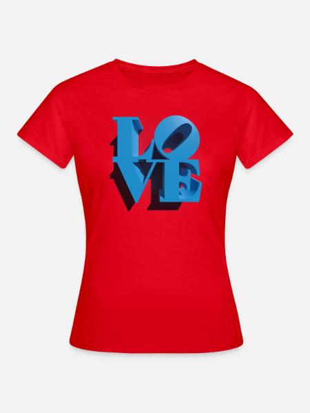 LIEBE 3D Cyan - Frauen T-Shirt - Rot