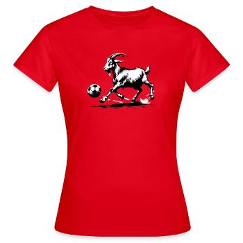 Geißbock spielt Fußball - Frauen T-Shirt - Rot - Vorne - AI Model Female 172 dark (172cm)