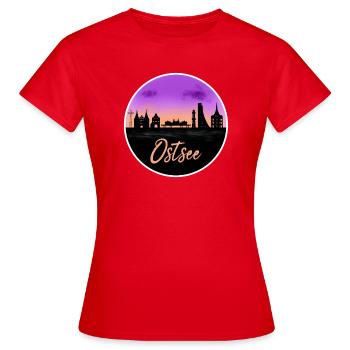 Ostsee Fineline Skyline - Frauen T-Shirt - Rot - Vorne - AI Model Female 172 dark (172cm)