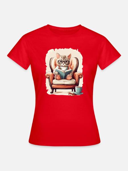 Süße Schlaue Katze - Frauen T-Shirt - Rot