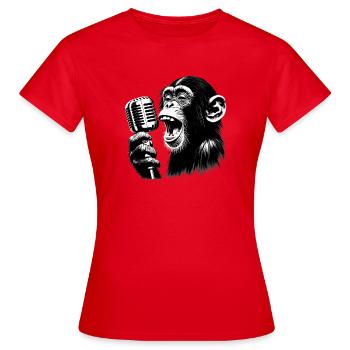Chanteur d’orchestre de singes avec microphone vintage - T-shirt Femme - rouge - Devant - AI Model Female 172 dark (172cm)