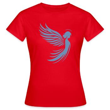 Ein Engel mit Flügel und Heiligenschein Silhouette - Frauen T-Shirt - Rot - Vorne - AI Model Female 172 dark (172cm)