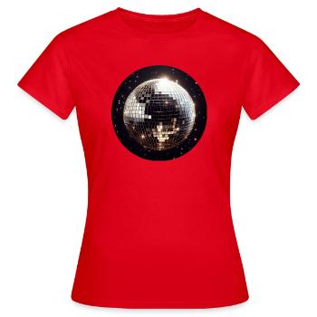 Boule disco ronde sur fond noir - T-shirt Femme - rouge - Devant - AI Model Female 172 dark (172cm)