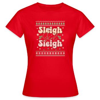 Pull de Noël moche - T-shirt Femme - rouge - Devant - AI Model Female 172 dark (172cm)